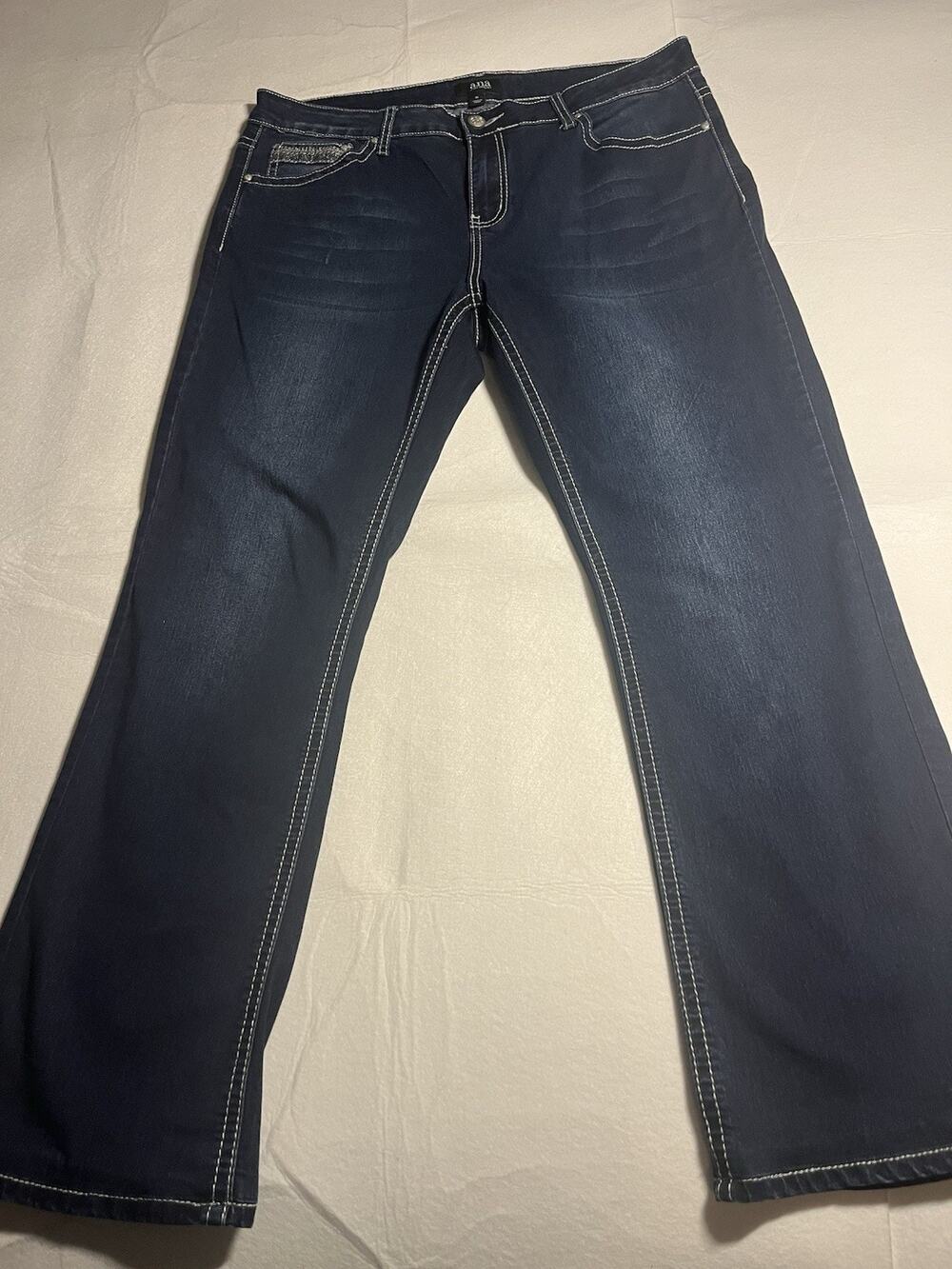 ANA A New Approach Women’s Size 16 Dark Wash Bootcut Jeans Embellished Fla Pkt